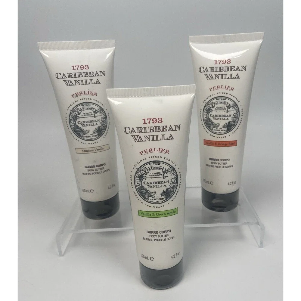 Perlier 1793 Caribbean Vanilla Body Butter 4.2 fl Oz Set of 3 Assorted Scents